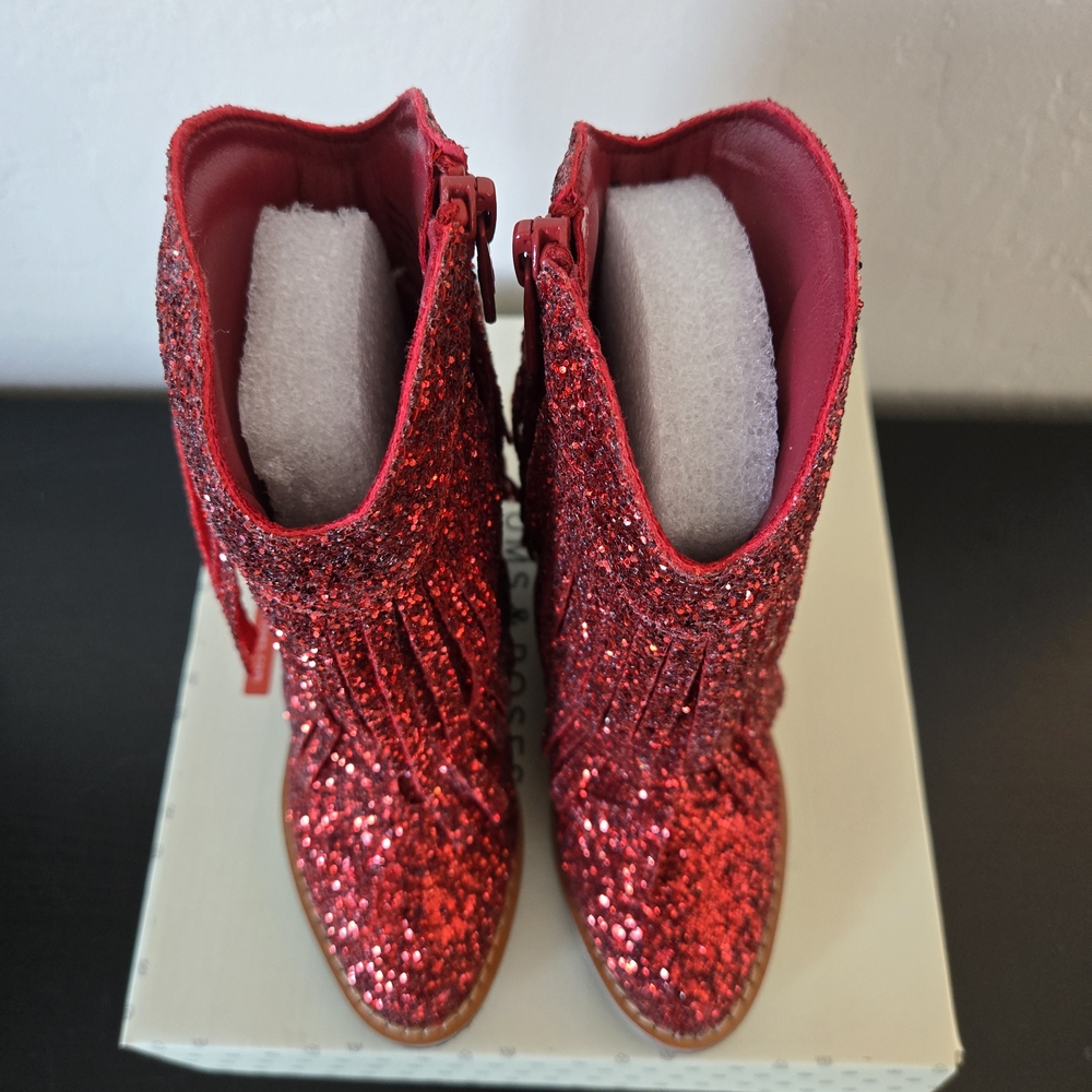 Sparkly Red Glitter Fringe Boots - Picture 8 of 10